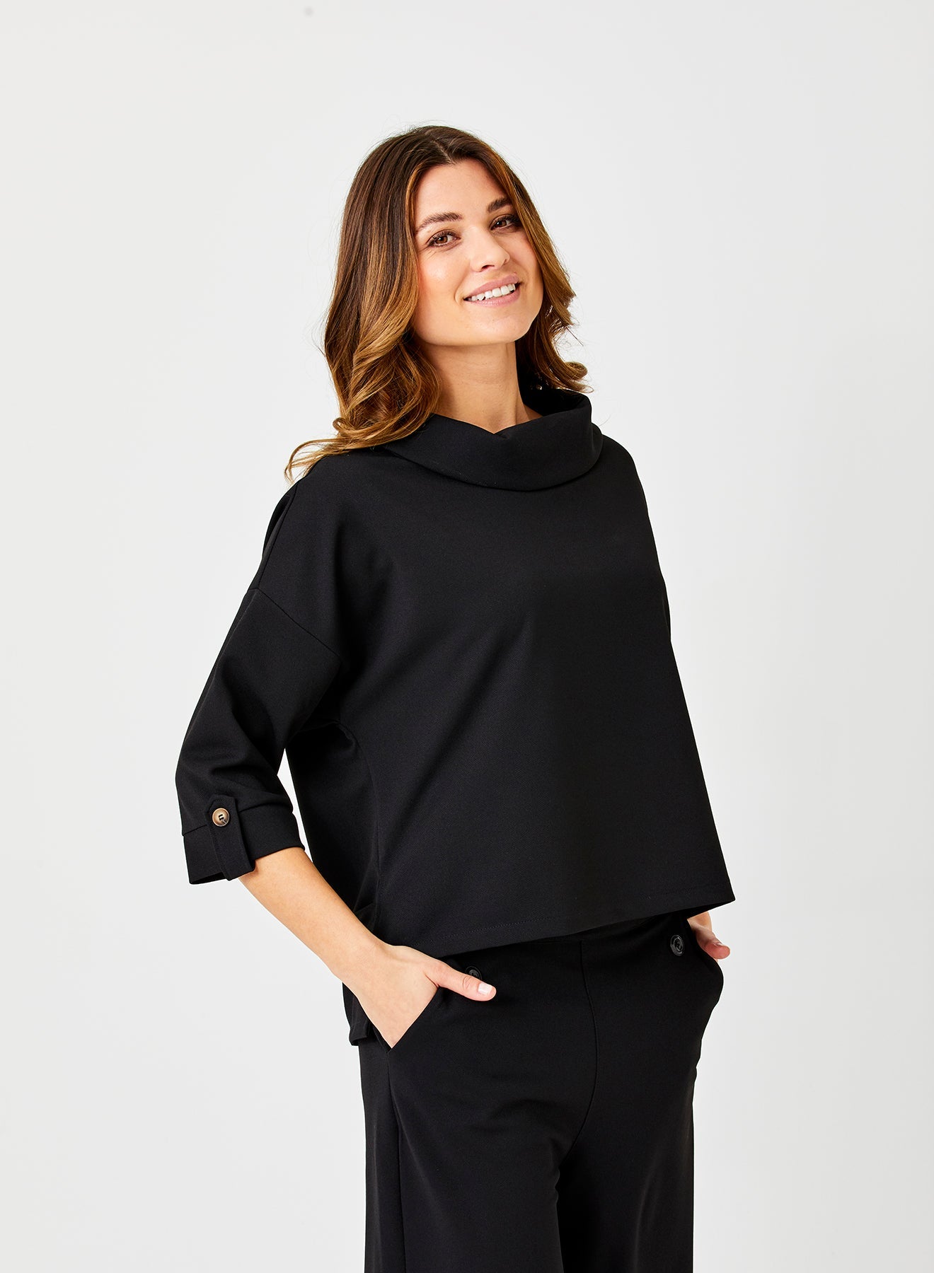 Black Scuba Audrey Top