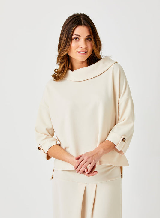 Cream Scuba Audrey Top