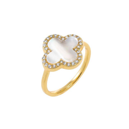 CZ Clover Stone Ring