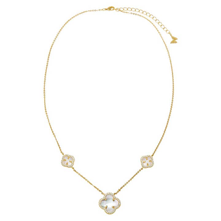 Mother Peal Stone Clover Necklace