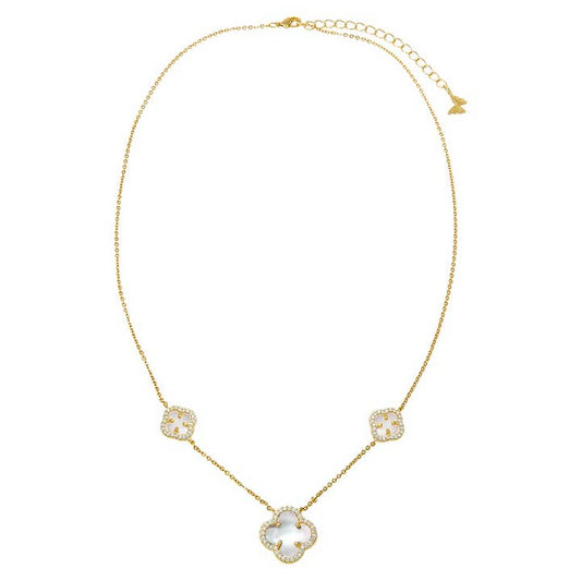 Mother Peal Stone Clover Necklace