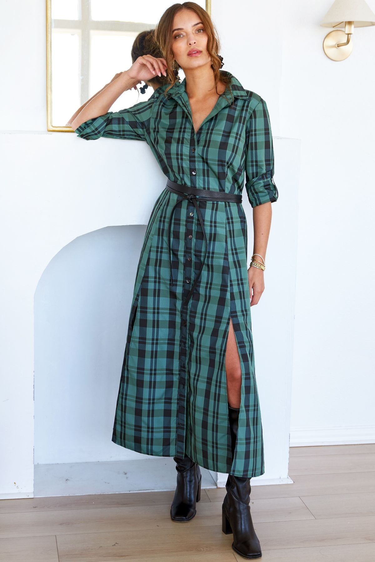 Emerald Plaid Dress