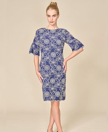Embroidered Bell Sleeve Dress